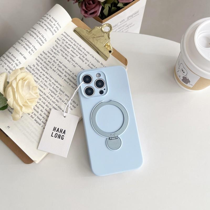 Liquid Silicone Phone Case IPhone 16 Pro Max With 360 Rotating Kickstand Shockproof Magnetic Support