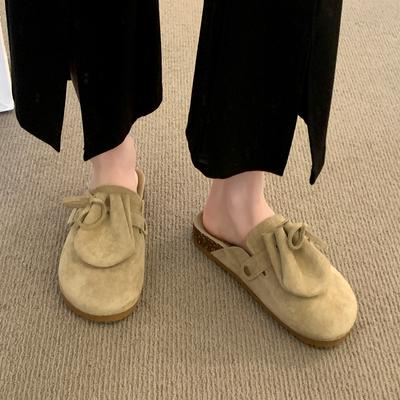 Thick Soled Retro Frosted Toe Mop  Spring and Autumn New Style, One Foot Soft Soled M Ü Ller Shoes, Lazy Shoes for Women