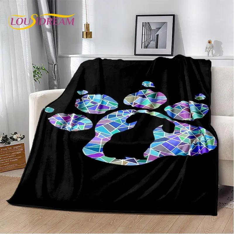 Pets Footprint Sole Series 3D Soft Plush Blanket, cobertor de flanela para sala de estar, quarto, cama, sofá, piquenique, capa para crianças