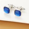 Kwadratowe Diamentowe Niebieskie Spinki do Mankietów Proste Męskie Spinki do Mankietów do Koszuli Biznesowej i Garnituru