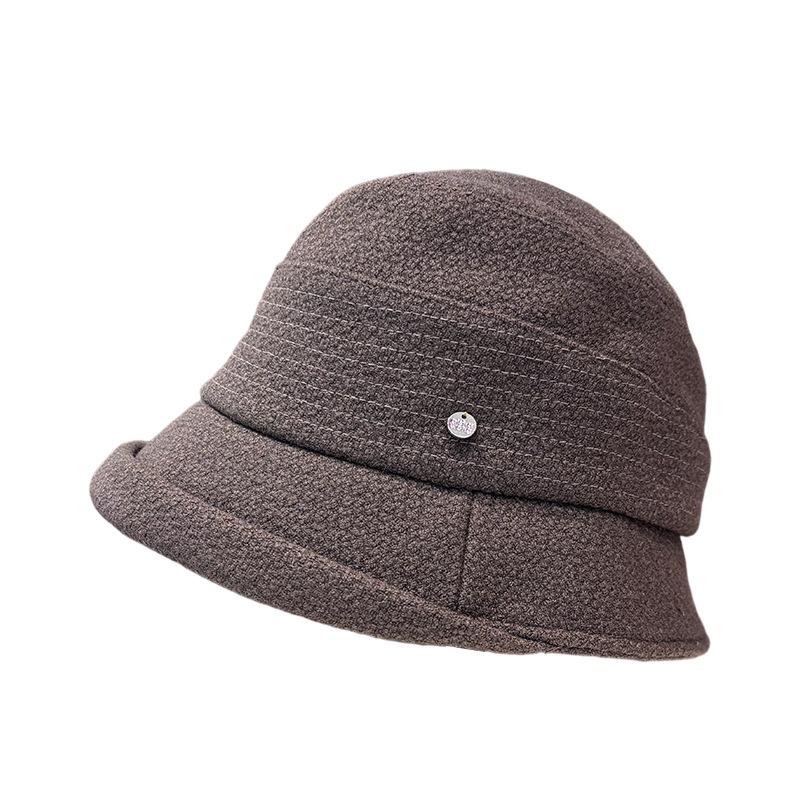 New Woolen Basin Hat Women's Autumn and Winter Thick Ear Protection Warm Simple Face Small Fashion Versatile Bucket Hat