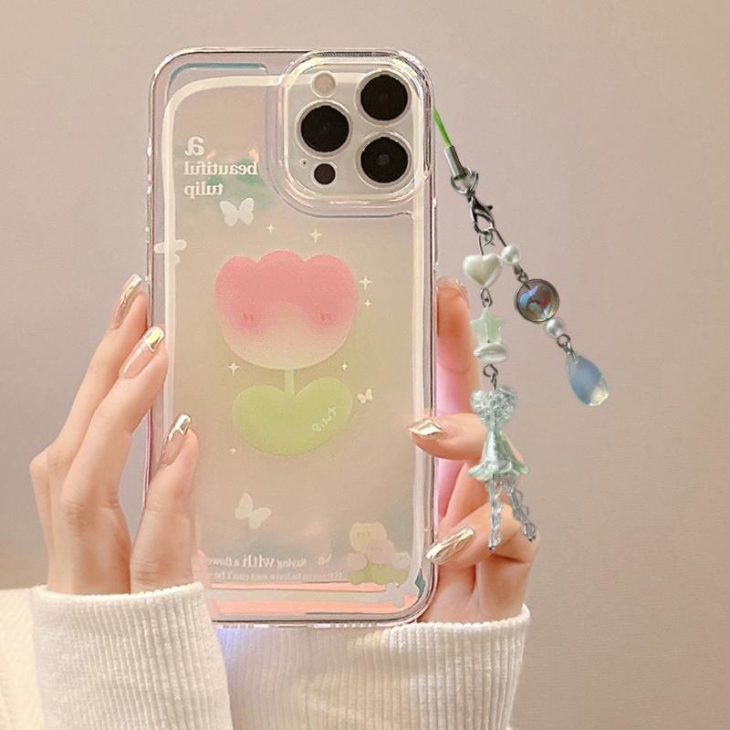 Sweet Strawberry Beaded Phone Charm Straps Car Key Hangings Pendants Fashion Bag Decoration Lanyard Purse Accessories