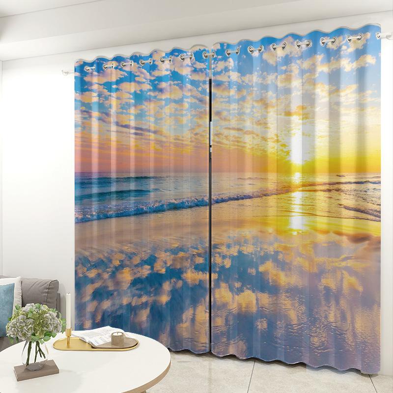 Landscape Curtain Cloth Bedroom Living Room Balcony Blackout Curtain Office Hotel Insulation Curtain