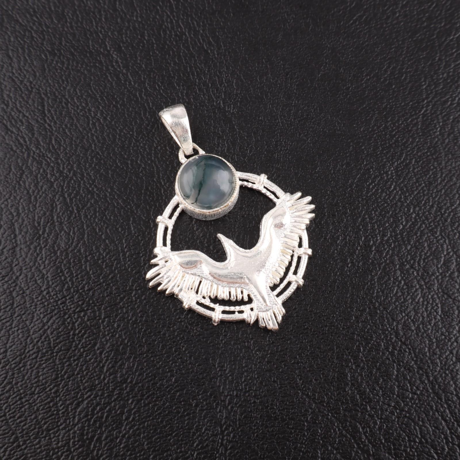 

Rare Moss Agate Gemstone 925 Sterling Silver Jewelry Pendant 1.43 Gift For Wife CP-38-33