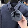 JOW Men's Fleece-Lined Faux Two-Piece Thermal Knitted Sweater