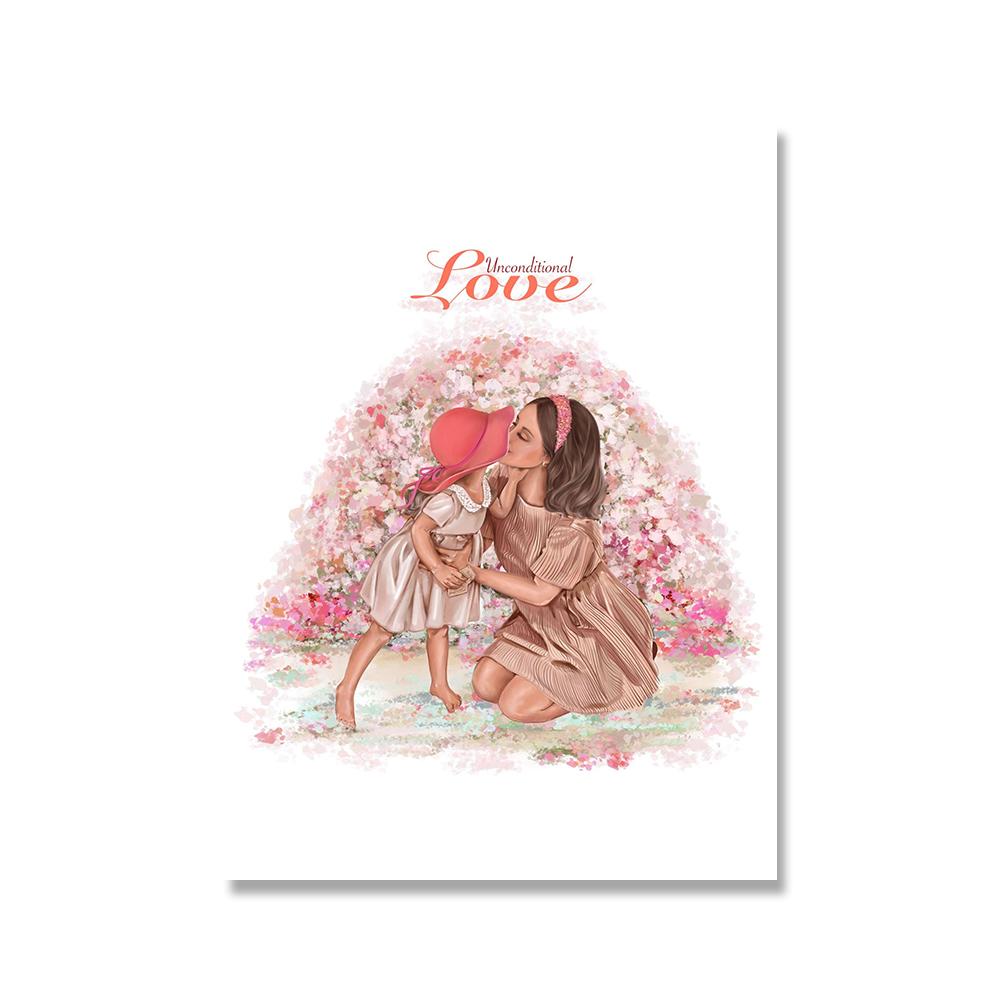Mom Daughter Wall Art Canvas Painting Posters and Prints Fashion Love You Mother Days Gift Picture for Living Room Home Decor