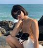 Gestreiftes Bikini-Westen-Set im koreanischen Stil - Niedliche & trendige Bademode für Thermalurlaube