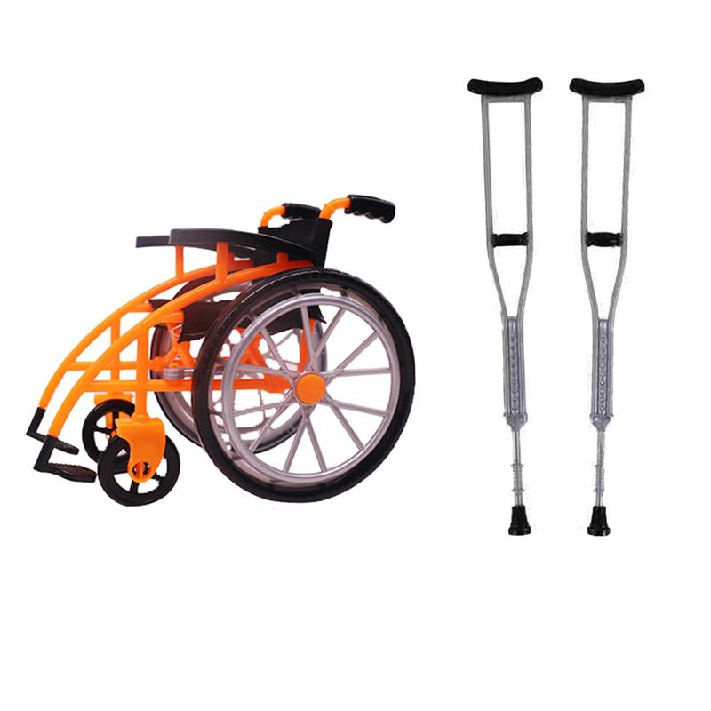 

1Set Miniature Foldable Rehabilitation Wheelchair DIY Realistic Crutch Models Toy Dolls Accessories Decorative