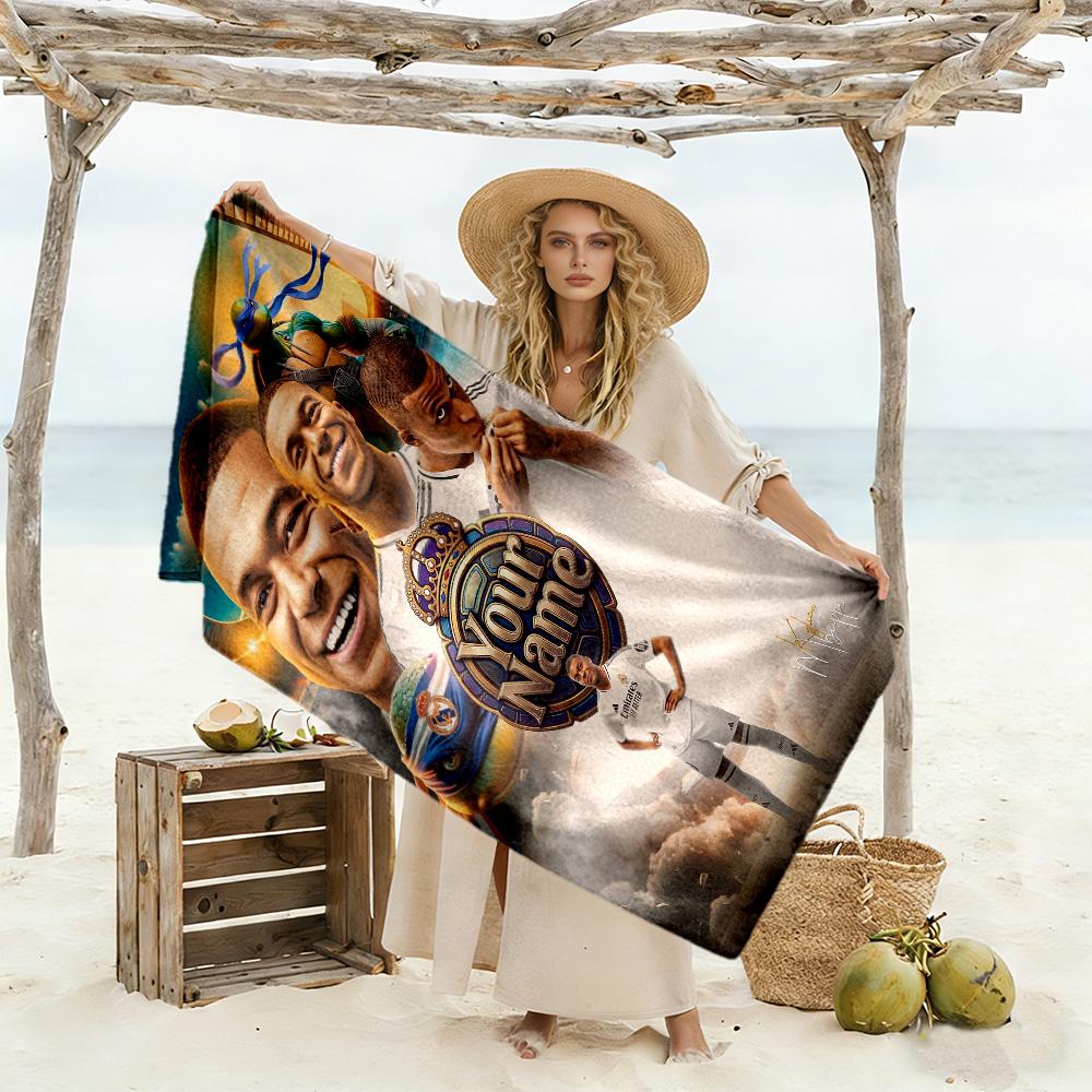 Mbappé Personalized Text Beach Towel High Absorbency & Quick-Dry Portable for SwimmingBeachCamping Travel Beach AccessoriesGym