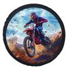 Single Piece Tire Cover Featuring A Dirt Bike Jump Design, Stylish Universal Fit For Wheel Protection, Compatible With Most Car