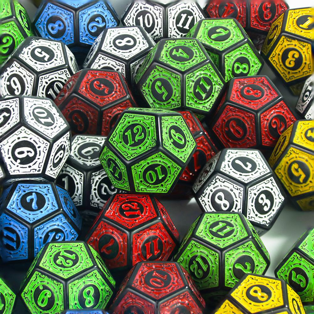 12 Sided Polyhedral Dice 10pcs D12 Dice Set for Dice Game DND TRPG Funny Party Board Game