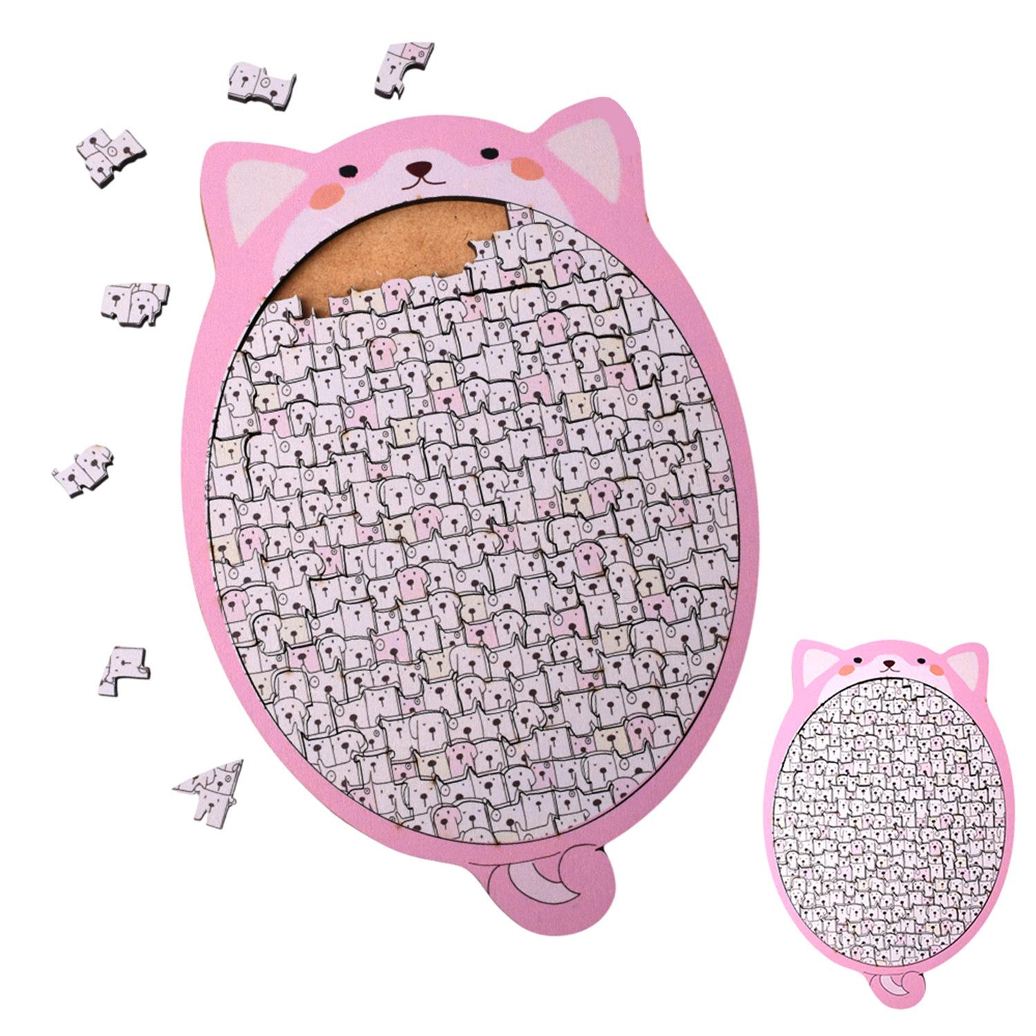 

Pink and White Puppy: Irregular Jigsaw Puzzle for Stress Relief, Birthday Gift, and Children s Educational Wooden Art Display.