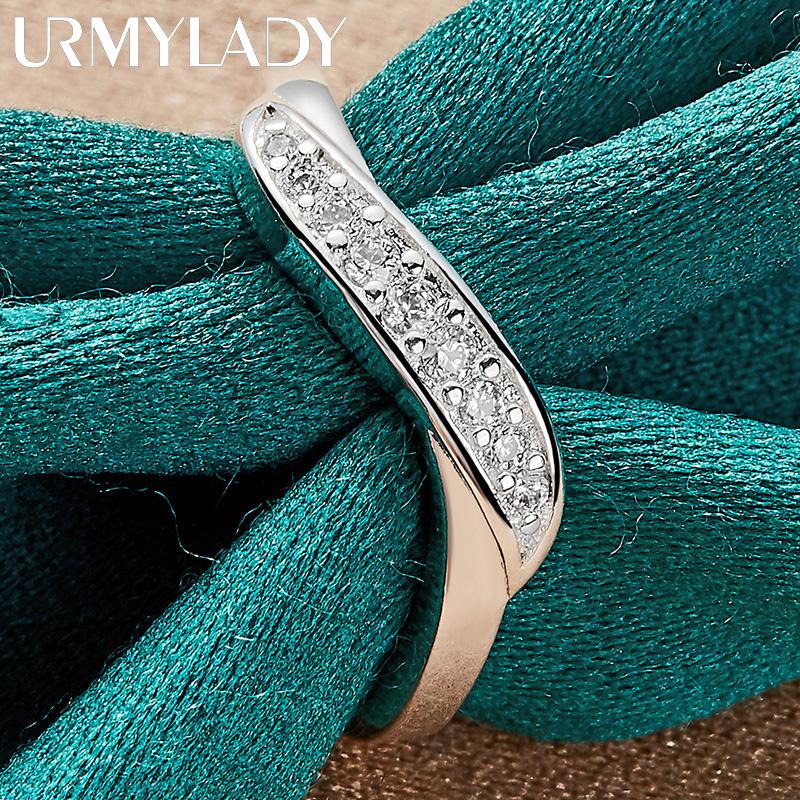 925 Sterling Silver Leaf Cyrkon 7 8 9 10 Pierścionek Dla Kobiet Moda Biżuteria