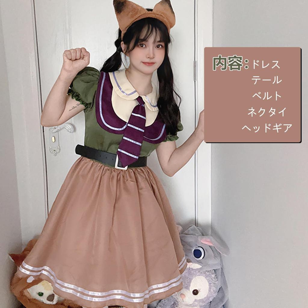 Joyasslly Halloween Cosplay Rabbit Police Officer and Fox Con Set for Anime Bunny Lolita Outfit for Adults and Cute for Birthday School Size Costume,