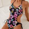 Sexy Mode Gedruckt Rückenfrei Ausgeschnitten Taille Schnürung Schlank Bikini Badeanzug Für Sommer Strand