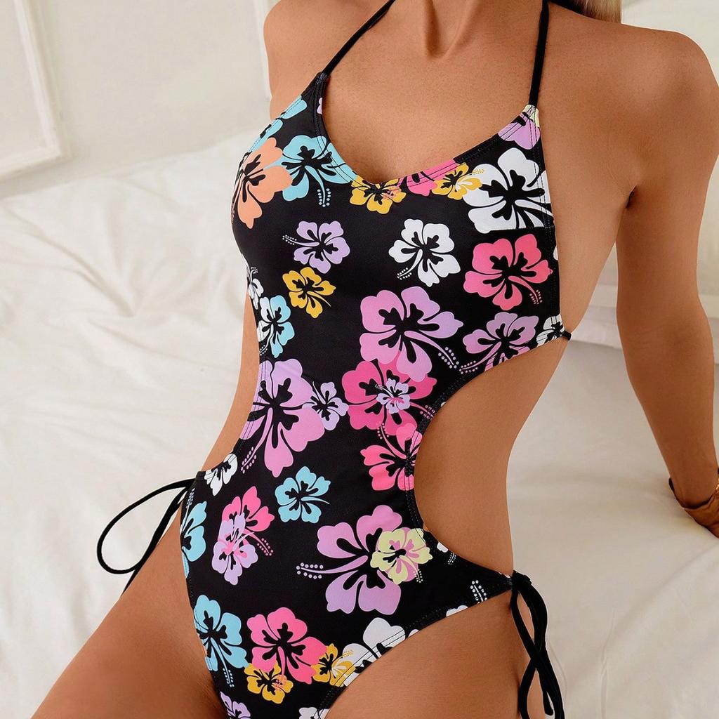 Sexy Mode Gedruckt Rückenfrei Ausgeschnitten Taille Schnürung Schlank Bikini Badeanzug Für Sommer Strand