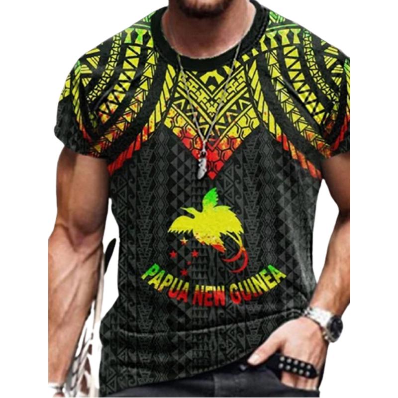 New Summer Men's Fashion T-shirt Personality Blue Crystal Lines Printed Men's T-shirt Top