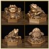 Chinese Style Feng Shui Golden Toad with Movable Coin In Mouth Wealth Fortune Ornament Richness Figurine Home Office Desk Decor