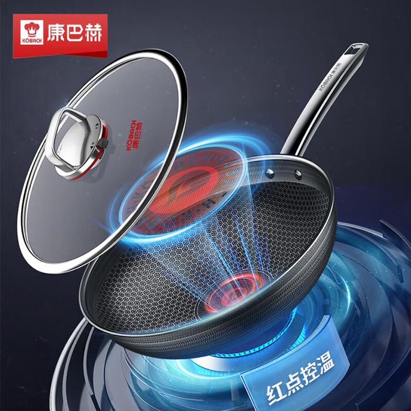 KOMBBACH 6th Gen Red Dot Temp Control Stainless Steel Wok