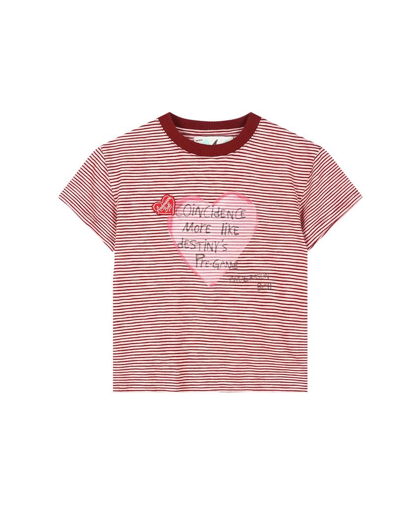 ADSB ANDERSSON BELL (Essential) Heart Message Stripe T-Shirt Atb1465W(Pink/Wine)