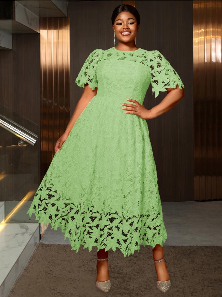 

Элегантное женское кружевное платье нерегулярной длины для гостьи на свадьбе, для невесты на девичнике, миди, с круглым вырезом, ажурное, классическое, для деловой вечеринки, новое 4XL зелёный