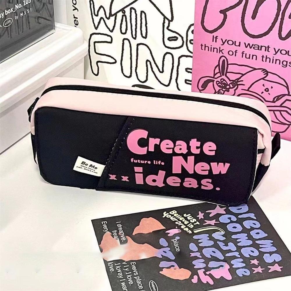 

Большая вместимость пенала цветной дизайн канцелярская сумка новая ручка сумка студент чёрный