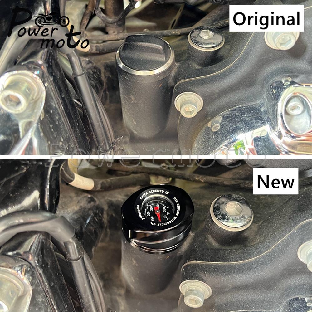 Motorcycle Engine Oil Dipstick W/ Plug Oil Temperature Gauges For Harley Touring Electra Glide FLH FLHFB FLHT P K KL CU 2017-24