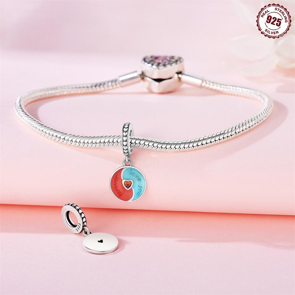 Beads Copper Charms Original Love Circular Pendant Beads Fit Bracelet Jewelry Diy Women Fine Gift Accessory