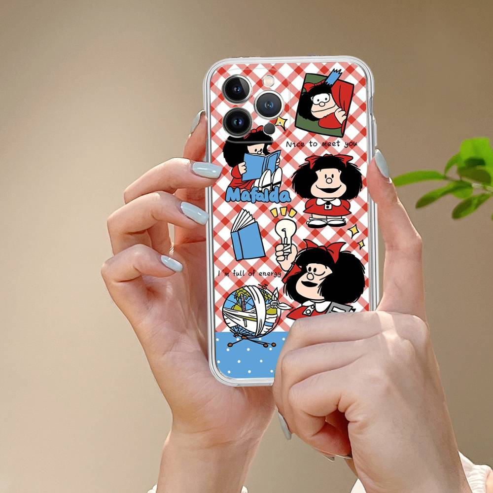 Hot Mafalda Phone Case For iPhone 17 16 15 14 11 12 13 Mini Pro XS Max Plus Funda Shell