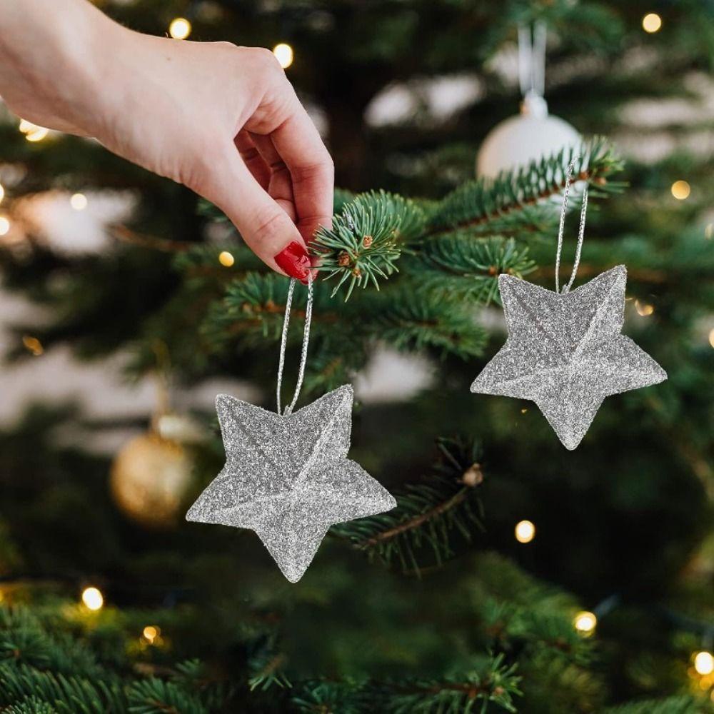6 ks/sada Pěticípá hvězda Pentagram Vánoční přívěsek Třpytky Třpytky Vánoční přívěsek Slavnostní