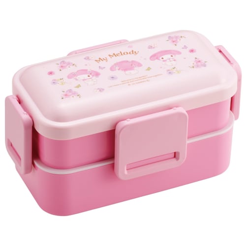 Skater Bento Box, Fluffy Serving, Two-Tier, 600ml, Made in Japan, Sanrio My Melody, Pastel Vivid Watercolor Floral Print, Girl's PFLW4-A