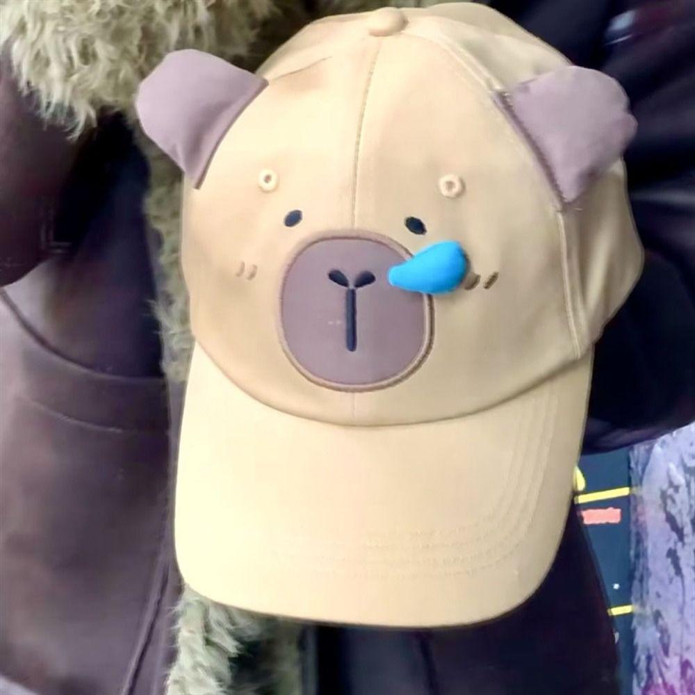 Embroidery Cartoon Sun Hat Korean Style Peaked Cap Simple Capybara Baseball Cap  Female