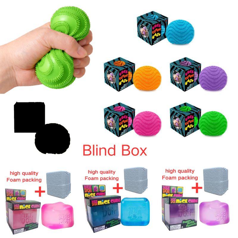 Schylling Fuzz Ball & Nice Cube Blind Box Desk Sensory Fidget Toy Textured Stress Relief For Anxiety Focus Adults Kids
