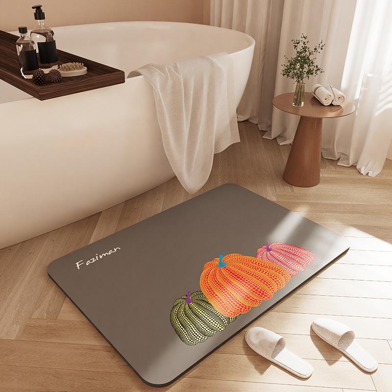 Minimalist Quick-Dry Absorbent Diatomaceous Earth Bathroom Floor Mat - Non-Slip, Wear-Resistant Foot Pad for Toilet Entrance