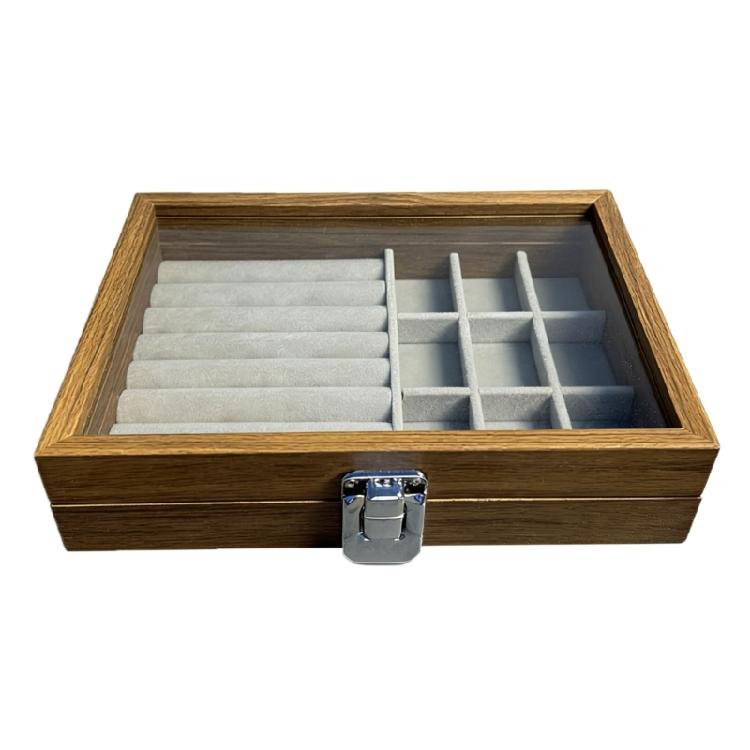 

Elegant Wood Jewelry Box Displaying Multiple for Rings Earrings Necklaces Retro Styles серый