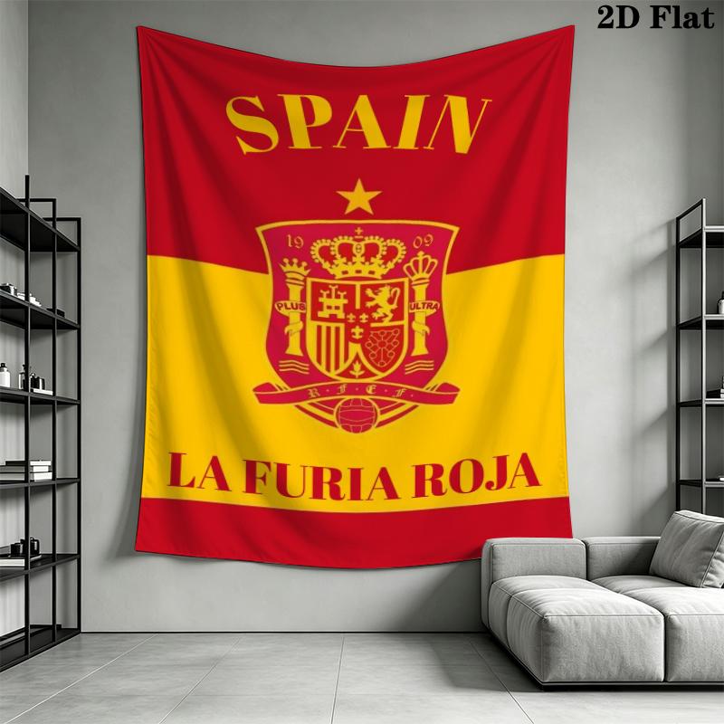Spain National Football Team Wall Tapestry Aesthetic Wall Hanging Printed Fabric Blanket Decorative Tapestries for Bedroom Living Room Home Decor