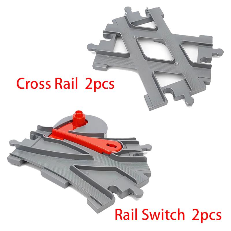 Oversized Size Option Constructing Block Bricks Train Tracks Crossover Parts Switch Straight Curved Duploes Accessories DIY Toy Perfect For Children