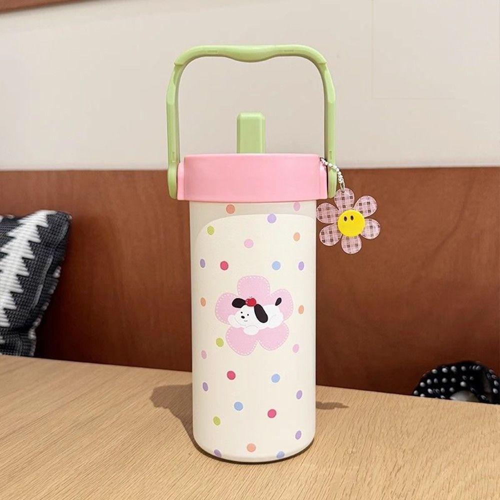 600ML Vacuum Cup With Pendant Insulation Or Cooling Insulated Cup With Straw Durable 316 Stainless Steel Cup for Office Workers