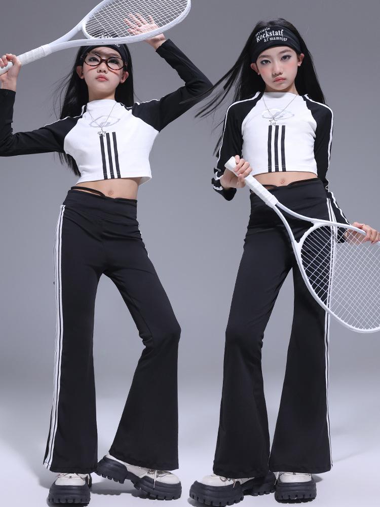 Girls' Jazz Dance Performance Costume - Trendy Streetwear Set for Children's Dance Shows and Fashion Events