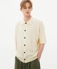 TRILLION Washable Cable Half Sleeve Button-Up Knit (Cream)