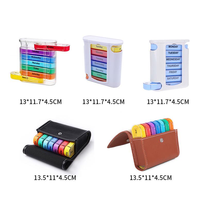 Weekly 28-Compartment Pill Organizer Box, Independent Drawers for Convenient Tablet Storage, PP Plastic.