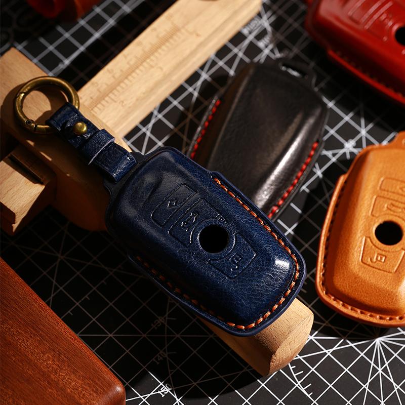 GUSHIBEI Genuine Leather Car Key Case Cover For BMW