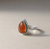 Red Carnelian Pear Statement Ring, 925 Sterling Silver Jewelry, Minimalist Handmade Boho Gemstone Ring