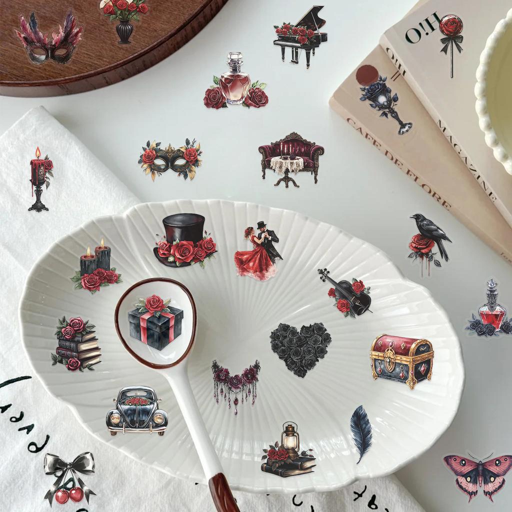 50 Transparent Masquerade Sticker Pack, Waterproof Transparent PET Manual Material Decorative Guitar Notebook