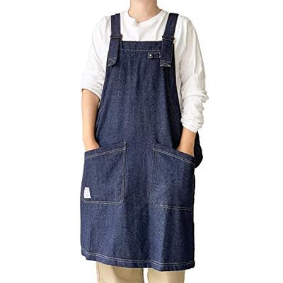 FABORI Official Coverall Apron for Men and Women with Pockets (Front and Back Pockets) (2202 Denim Navy)
