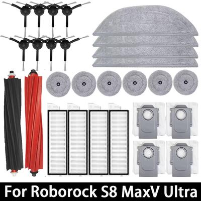 Pro Roborock S8 MaxV Ultra Robotický vysavač Náhradní díly Hlavní Boční kartáče Mopovací utěrky HEPA filtry Prachové sáčky Příslušenství