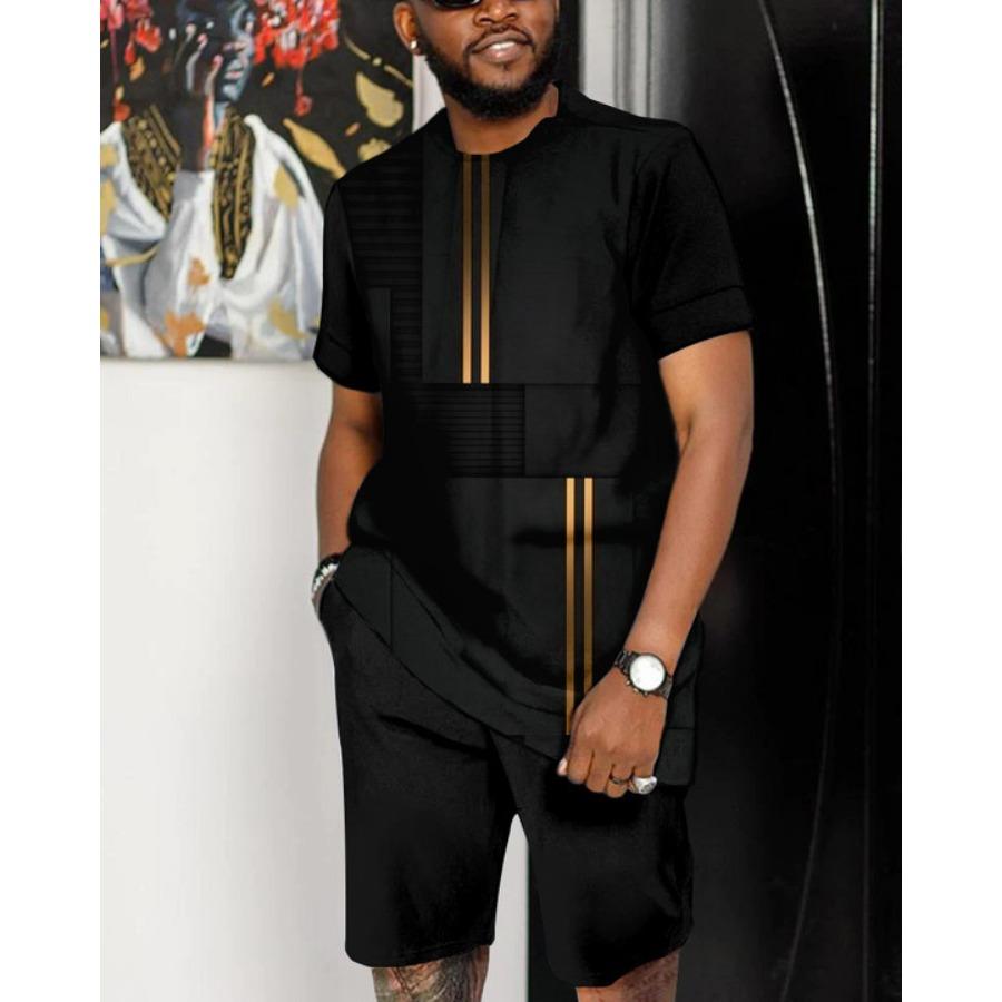 Letní pánský set Módní 2dílný set Pánské tričko Šortky Kalhoty Oblek Ležérní krátká tepláková souprava Nadměrné Vintage Pánské oblečení