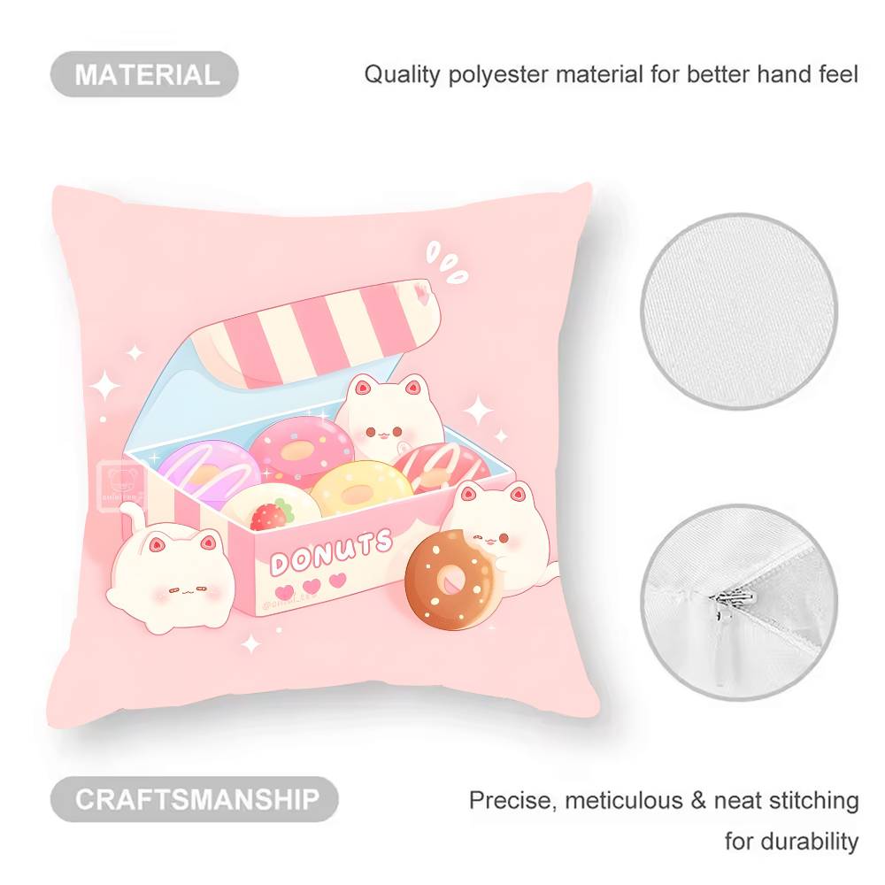 

Мультяшная наволочка D-пончики, наволочка против пылевых клещей, невидимая молния, шелковистый короткий плюш, чехол на диванную подушку 12x12Inch