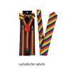 Fashion Striped Neckties for Masquerades Woman Teen Necktie+Clip on Suspenders