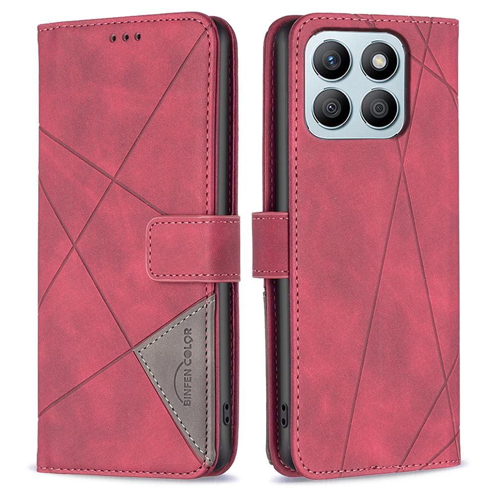 For Honor X8b 4G Phone Cases Wallet Stand Geometry Imprint Leather Cover